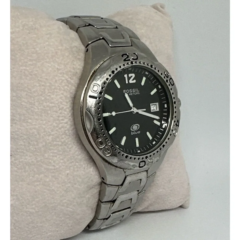 Fossil AM3669 Men's Silver Stainless Steel Analog Black Dial Quartz Watch HME367